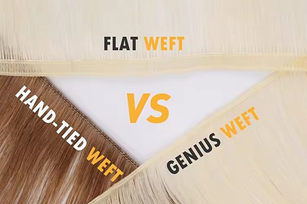 ![Wholesale guide comparing the construction of Flat Weft, Hand-Tied Weft, and Genius Weft for salon professionals.](#placeholder_link "Choose the Best Weft for Your Clients")
