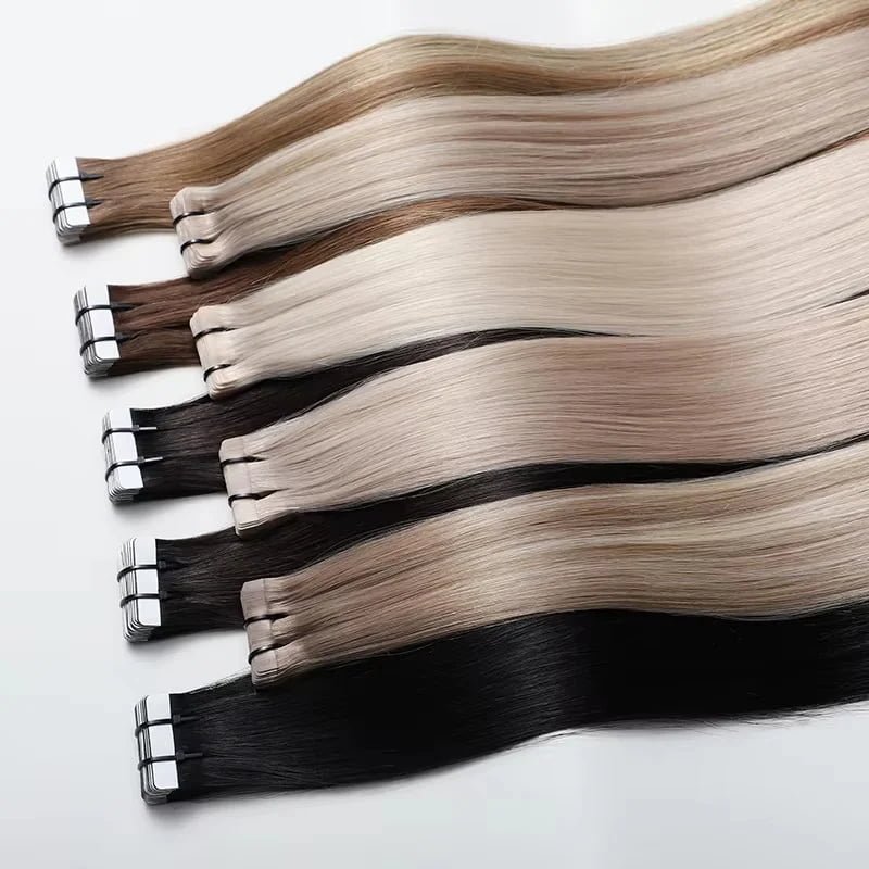 Unprocessed Raw Cuticle Aligned Virgin Tape in Hair Extension 100% Remy Tape in Extensions
