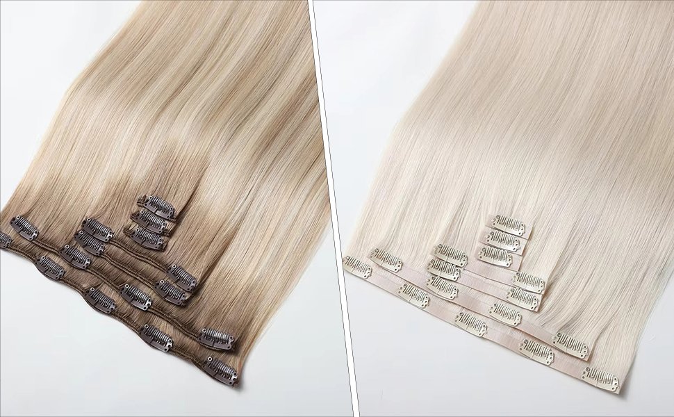 Clip-in hair extensions with clips