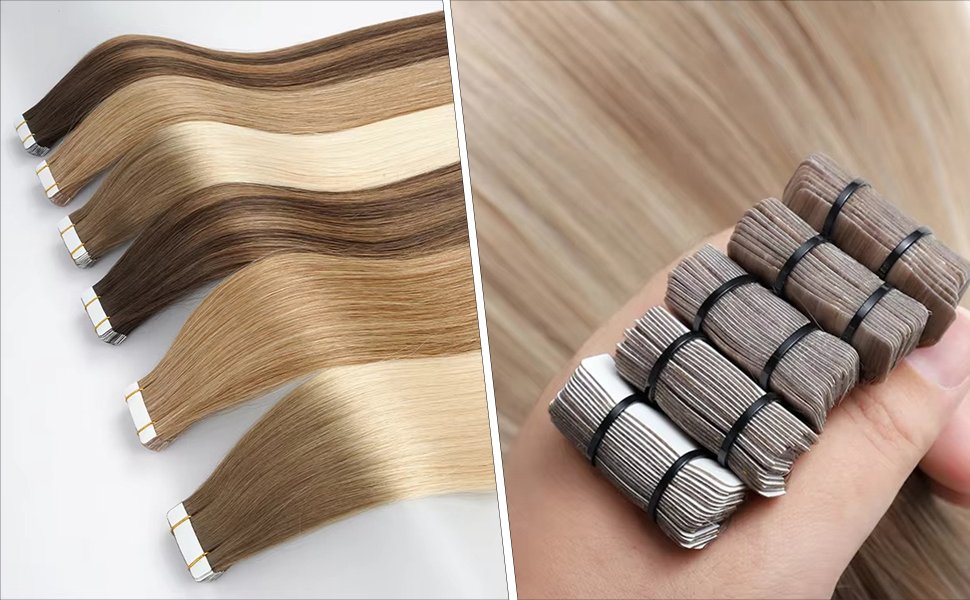 Tape-in hair extensions with adhesive