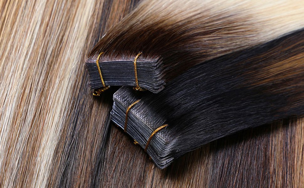 rooted T-color and ombre hair extension gradient