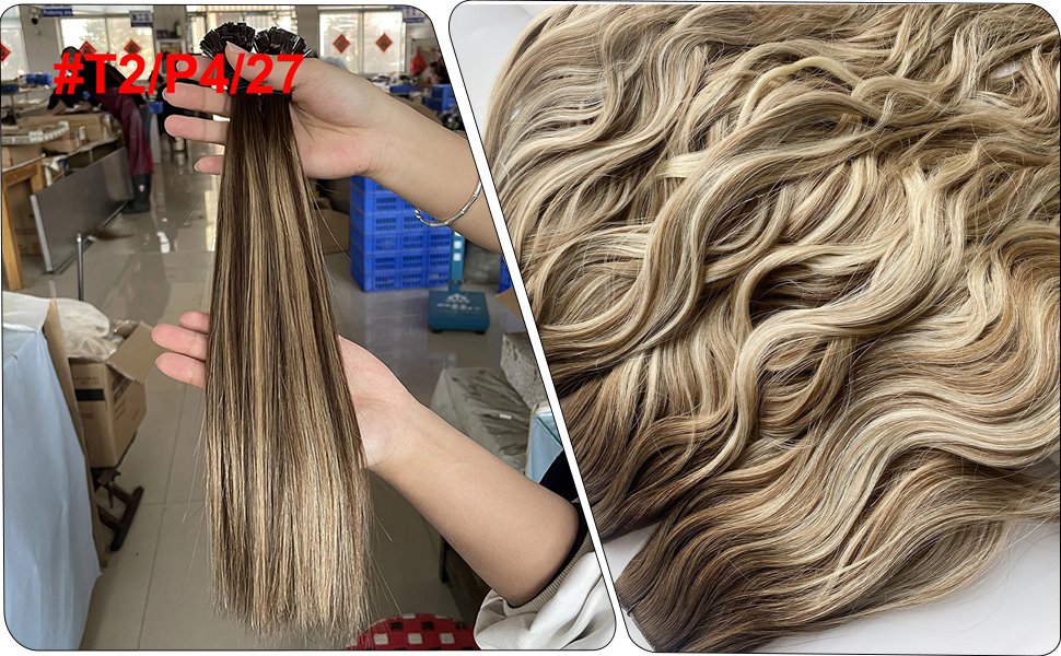 mixed color hair extension strand blending