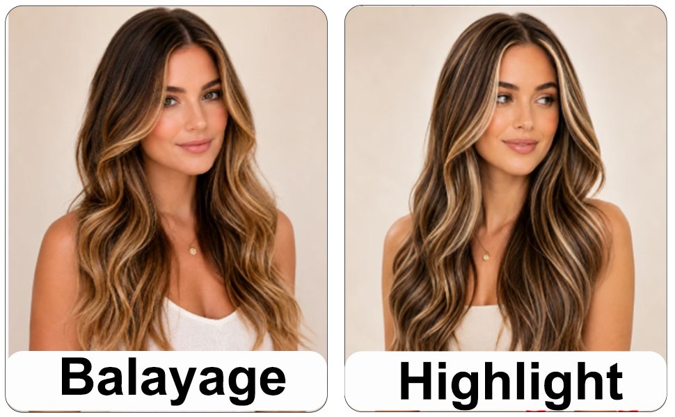 highlight vs balayage hair extension comparison