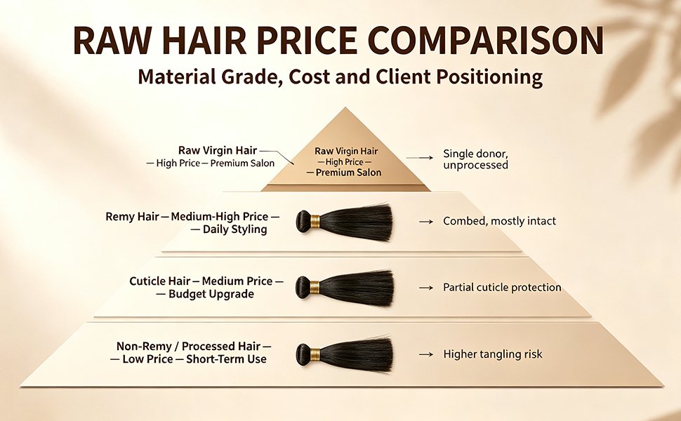 Why Raw Virgin Hair Costs More Than Remy or Non-Remy raw hair price comparison by material grade