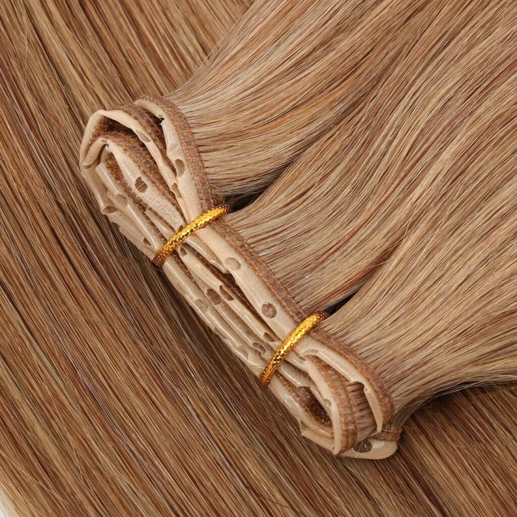 100% Human Hair PU Hole Weft Hair Extension 80CM Width Butterfly Weft Hair Extension Factory