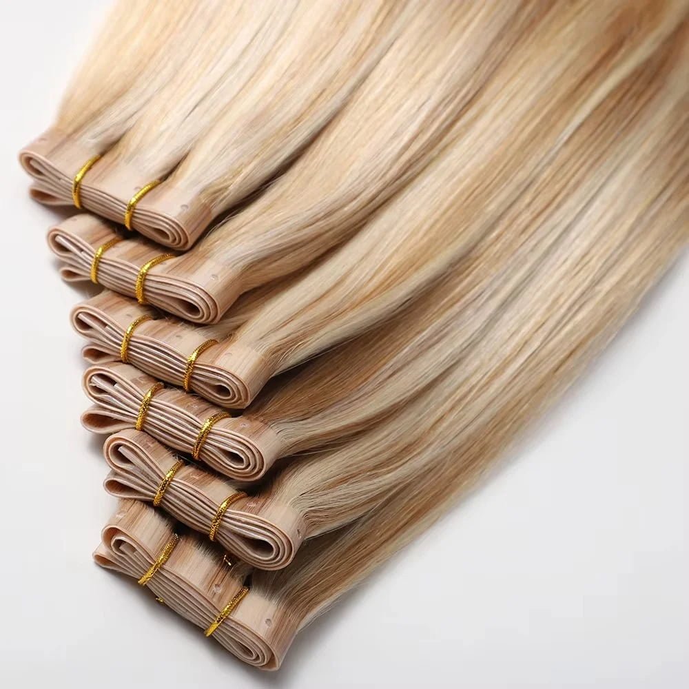 Factory Price Butterfly Weft European Remy Human Hair Extension Invisible Hole Hair Extensions