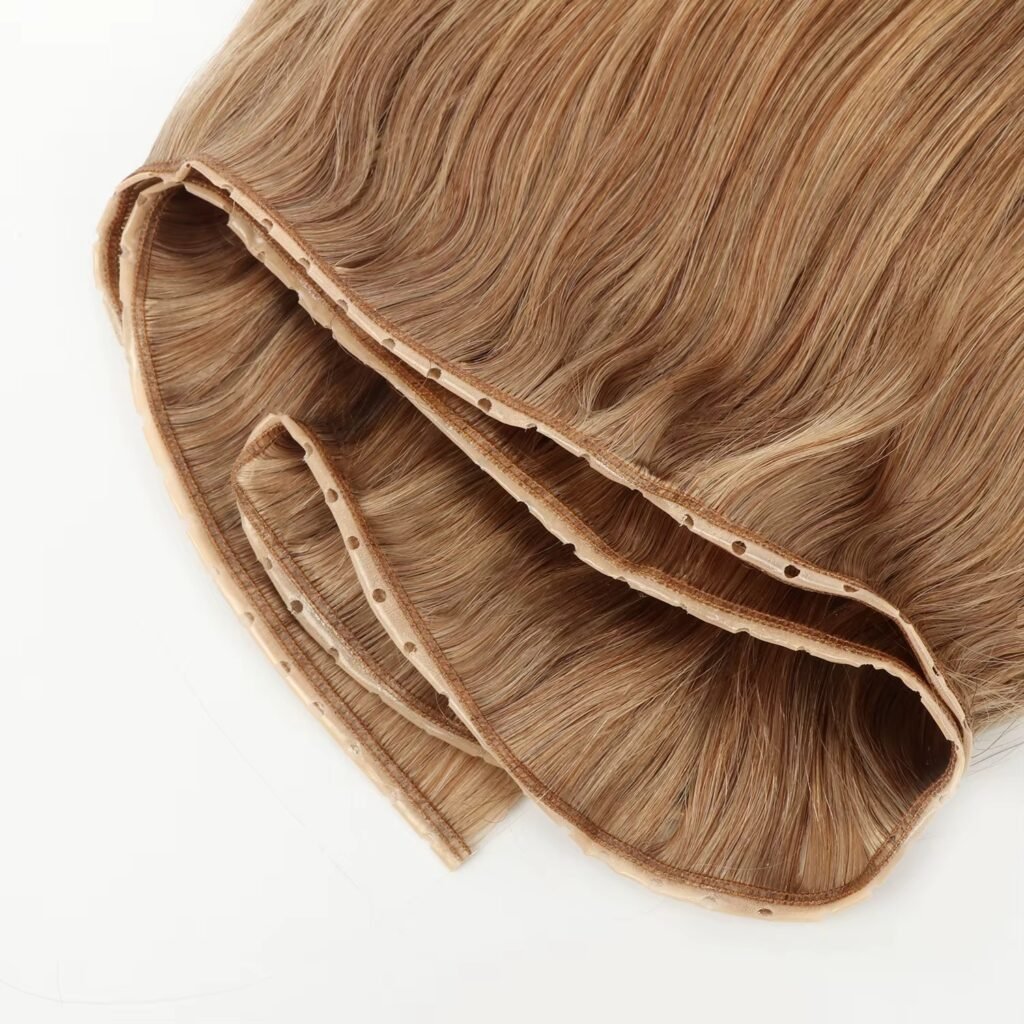 100% Human Hair PU Hole Weft Hair Extension 80CM Width Butterfly Weft Hair Extension Factory
